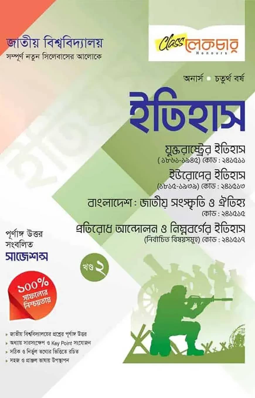 ইতিহাস পার্ট ২ অনার্স ৪র্থ বর্ষ ( জাতীয় বিশ্ববিদ্যালয় )